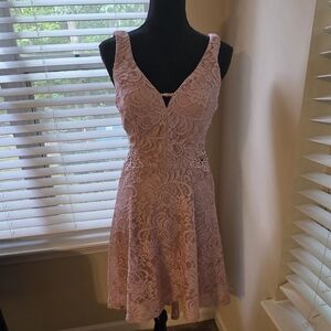 City Triangles Light Pink Lace Mini Dress